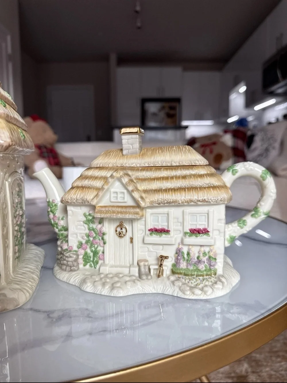 Lenox Irish Blessing Cookie Jar 2004 & Teapot 2002 Cottage House Set Retired